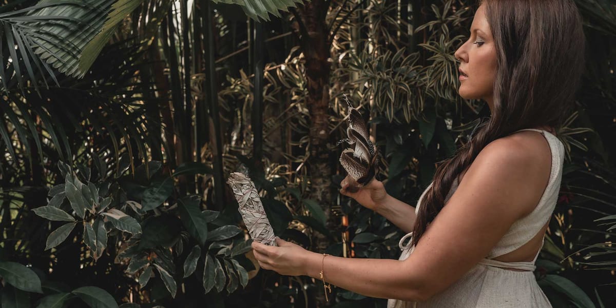 Sara in a tropical garden